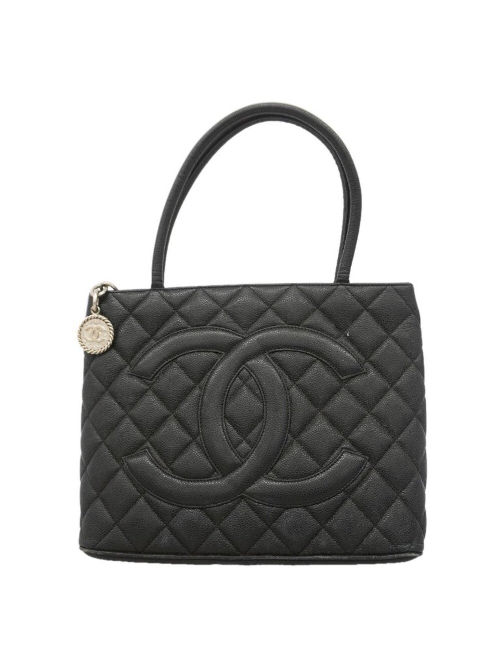 Chanel Tote Bag Reissue Caviar Leather Black Silver